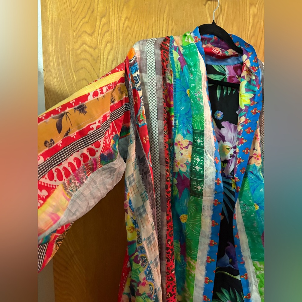 Johnny Was Friendship Anastasia Colorful Floral reversible Kimono Jacket M - Picture 8 of 13